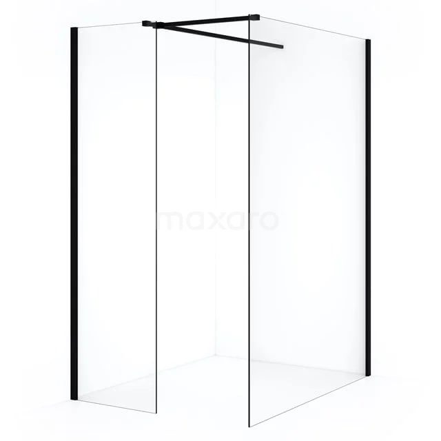 Diamond Inloopdouche | 140x60 cm Mat zwart Helder glas 2 vaste wanden IDB1406510MB