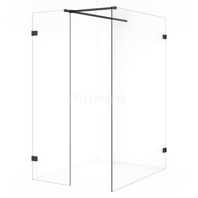 Diamond Walk-in shower | 130x50 cm Black chrome Clear glass 2 fixed walls IDB1305520BC