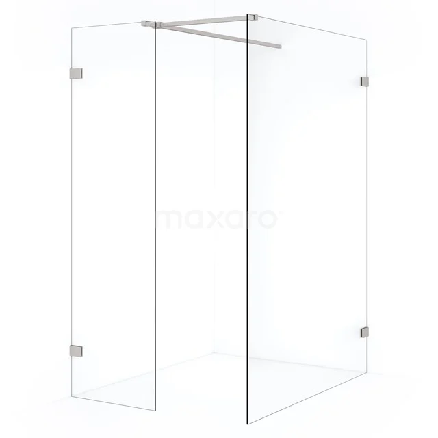 Diamond Inloopdouche | 130x50 cm Rvs Helder glas 2 vaste wanden IDB1305520BR