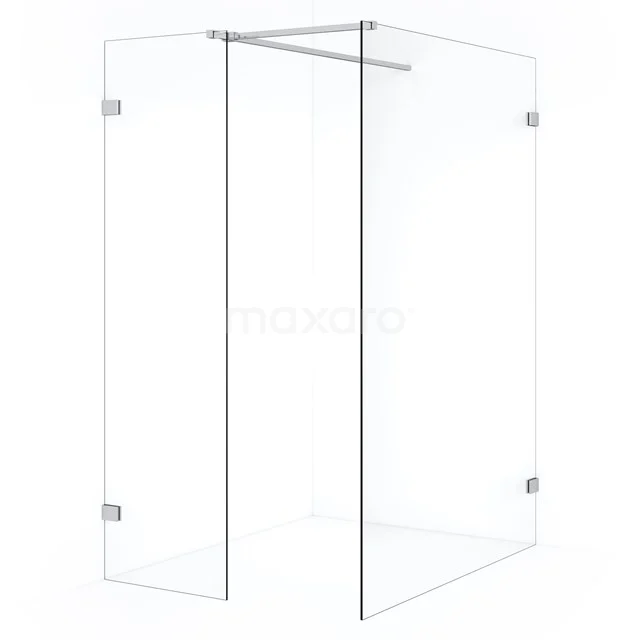 Diamond Inloopdouche | 130x50 cm Chroom Helder glas 2 vaste wanden IDB1305520C