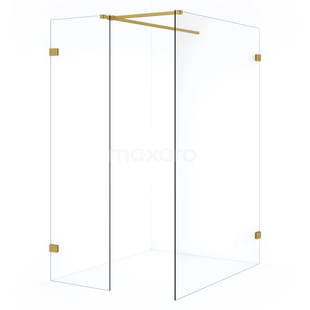 Diamond Inloopdouche | 130x50 cm Goud Helder glas 2 vaste wanden IDB1305520GG