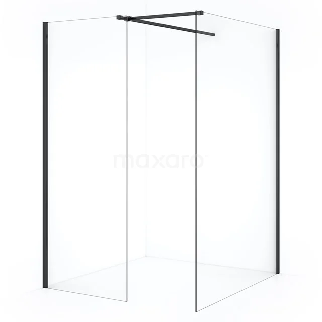 Diamond Inloopdouche | 130x70 cm Zwart chroom Helder glas 2 vaste wanden IDB1307510BC