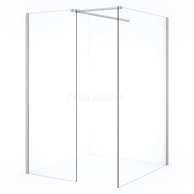 Diamond Walk-in shower | 140x80 cm Chrome Clear glass 2 fixed walls IDB1408510C