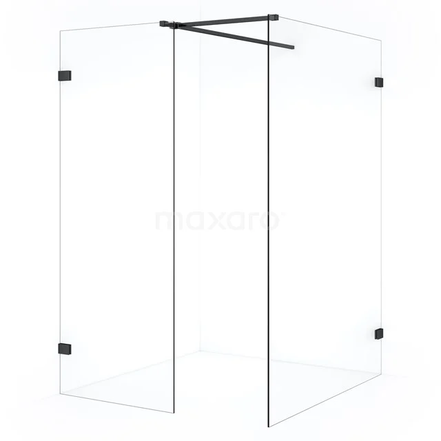 Diamond Inloopdouche | 130x70 cm Zwart chroom Helder glas 2 vaste wanden IDB1307520BC