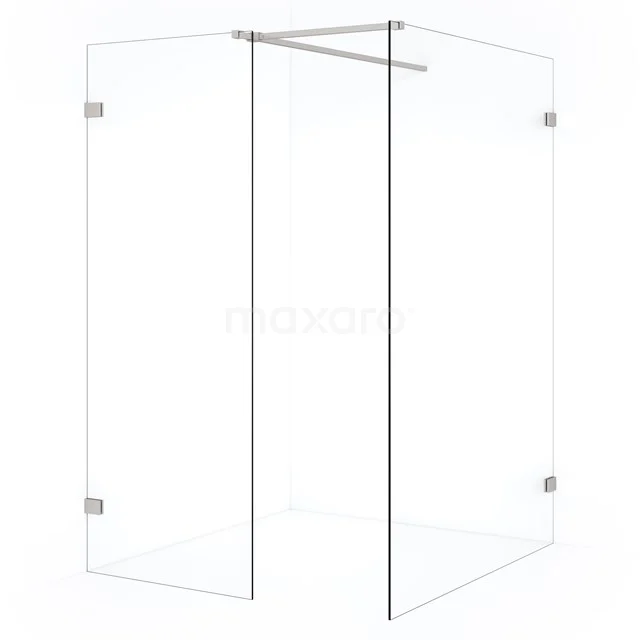 Diamond Inloopdouche | 130x70 cm Rvs Helder glas 2 vaste wanden IDB1307520BR