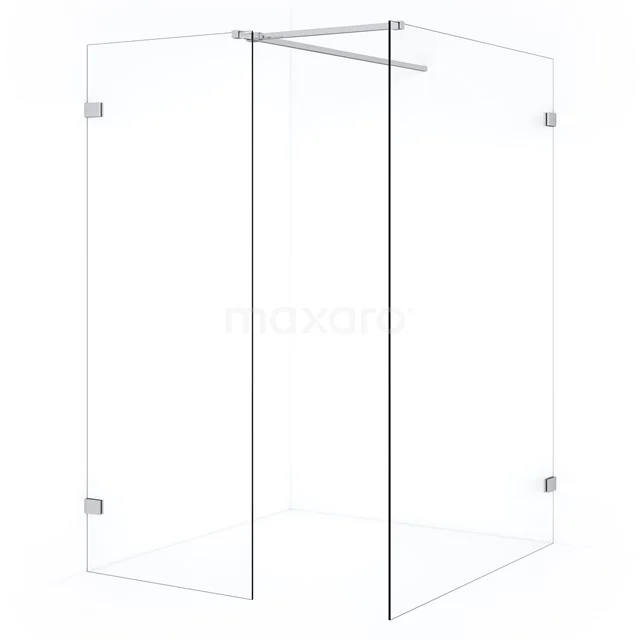 Diamond Inloopdouche | 130x70 cm Chroom Helder glas 2 vaste wanden IDB1307520C