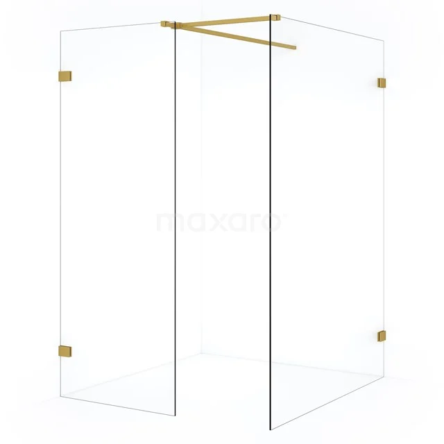 Diamond Inloopdouche | 130x70 cm Goud Helder glas 2 vaste wanden IDB1307520GG