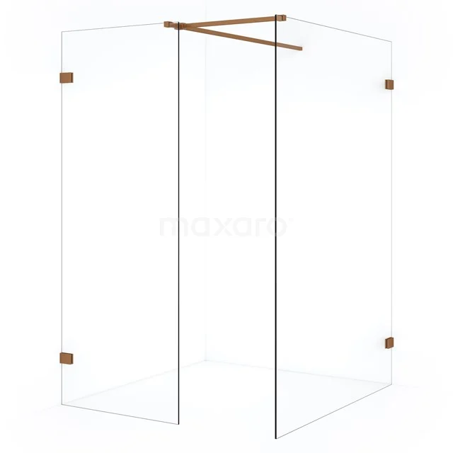 Diamond Inloopdouche | 130x70 cm Koper Helder glas 2 vaste wanden IDB1307520KP