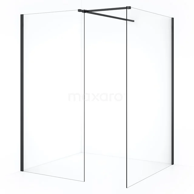 Diamond Inloopdouche | 130x100 cm Zwart chroom Helder glas 2 vaste wanden IDB1310510BC