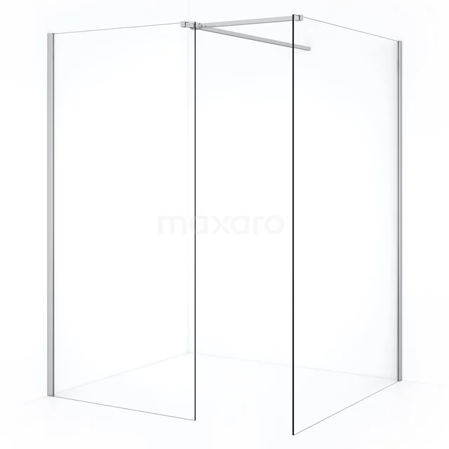 Diamond Inloopdouche | 130x100 cm Chroom Helder glas 2 vaste wanden IDB1310510C