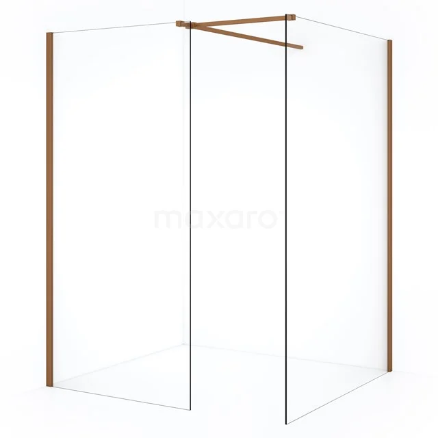 Diamond Inloopdouche | 130x100 cm Koper Helder glas 2 vaste wanden IDB1310510KP