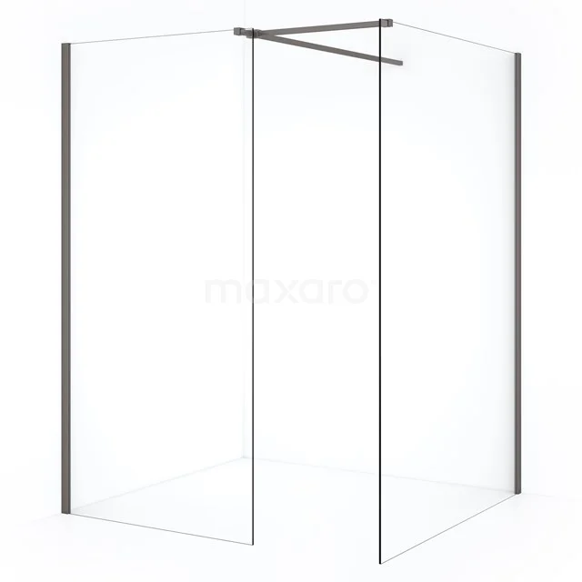 Diamond Walk-in shower | 140x100 cm Black metal Clear glass 2 fixed walls IDB1410510ZMN