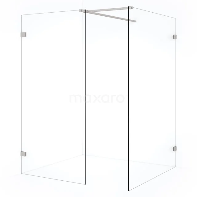 Diamond Inloopdouche | 130x100 cm Rvs Helder glas 2 vaste wanden IDB1310520BR