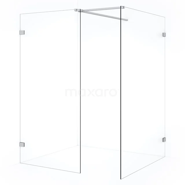 Diamond Inloopdouche | 130x100 cm Chroom Helder glas 2 vaste wanden IDB1310520C