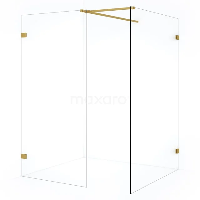 Diamond Inloopdouche | 130x100 cm Goud Helder glas 2 vaste wanden IDB1310520GG