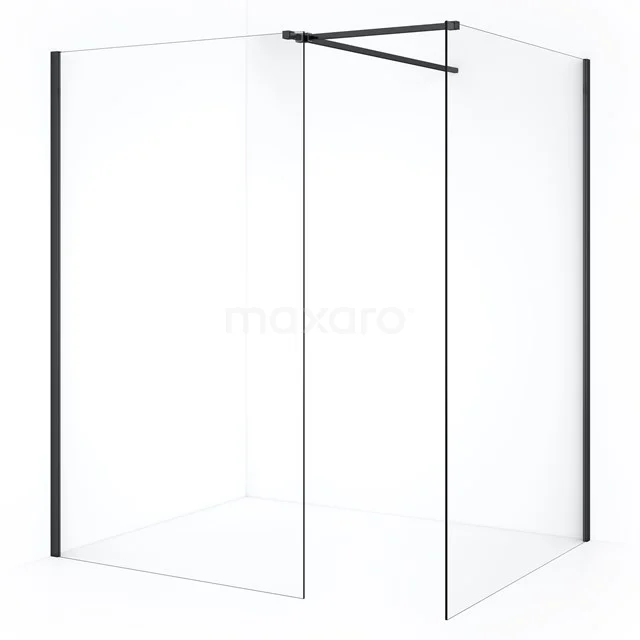 Diamond Inloopdouche | 130x110 cm Zwart chroom Helder glas 2 vaste wanden IDB1311510BC