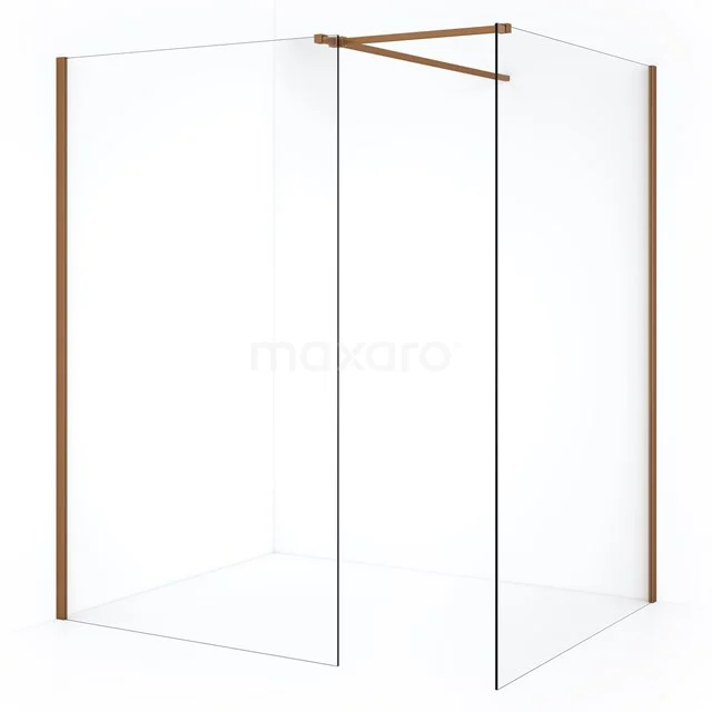 Diamond Inloopdouche | 130x110 cm Koper Helder glas 2 vaste wanden IDB1311510KP