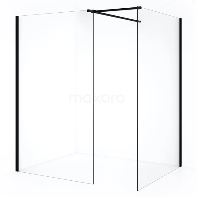 Diamond Inloopdouche | 130x110 cm Mat zwart Helder glas 2 vaste wanden IDB1311510MB