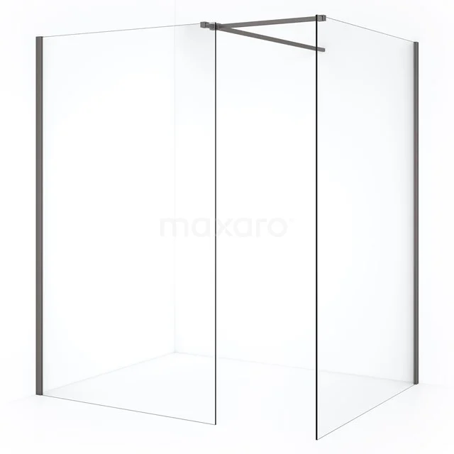 Diamond Walk-in shower | 140x120 cm Black metal Clear glass 2 fixed walls IDB1412510ZMN