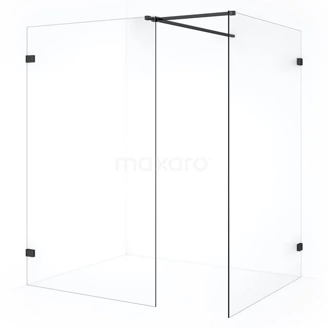 Diamond Inloopdouche | 130x120 cm Zwart chroom Helder glas 2 vaste wanden IDB1312520BC