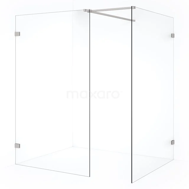 Diamond Walk-in shower | 140x120 cm Stainless steel Clear glass 2 fixed walls IDB1412520BR