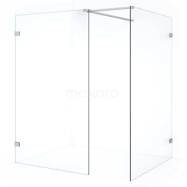 Diamond Walk-in shower | 140x120 cm Chrome Clear glass 2 fixed walls IDB1412520C