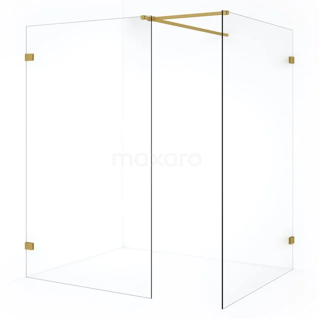 Diamond Inloopdouche | 130x110 cm Goud Helder glas 2 vaste wanden IDB1311520GG