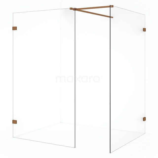 Diamond Inloopdouche | 130x110 cm Koper Helder glas 2 vaste wanden IDB1311520KP