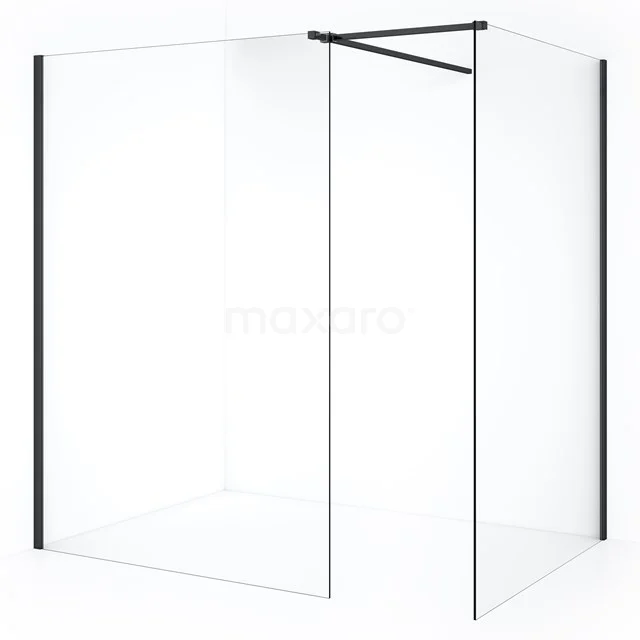 Diamond Inloopdouche | 130x130 cm Zwart chroom Helder glas 2 vaste wanden IDB1313510BC