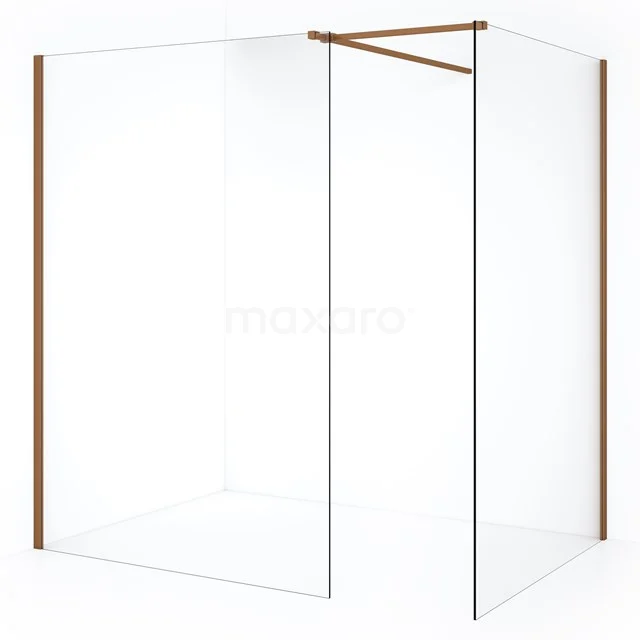 Diamond Inloopdouche | 130x130 cm Koper Helder glas 2 vaste wanden IDB1313510KP