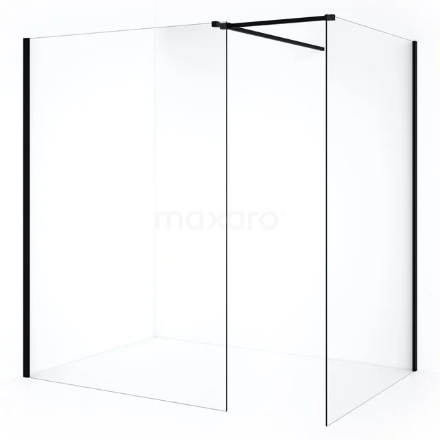 Diamond Inloopdouche | 130x130 cm Mat zwart Helder glas 2 vaste wanden IDB1313510MB