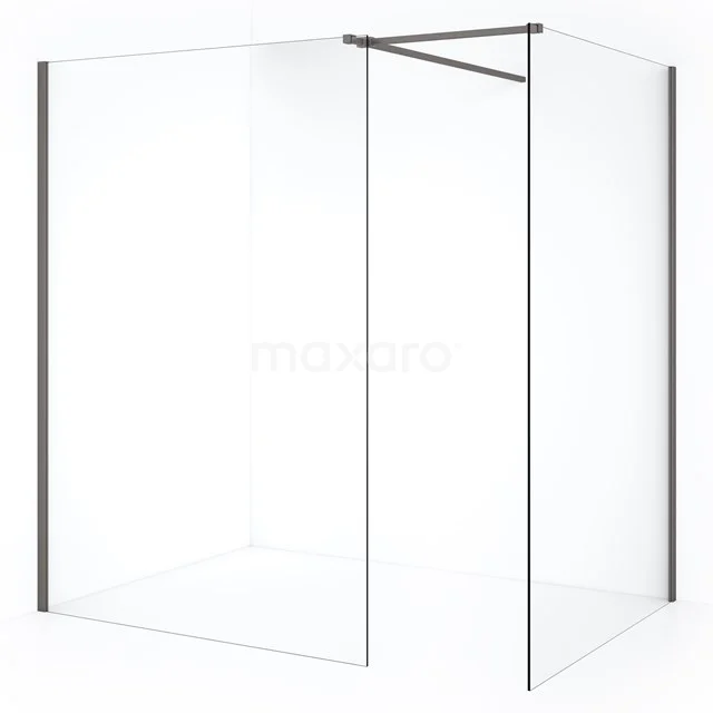 Diamond Walk-in shower | 140x130 cm Black metal Clear glass 2 fixed walls IDB1413510ZMN