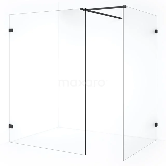 Diamond Inloopdouche | 130x130 cm Zwart chroom Helder glas 2 vaste wanden IDB1313520BC