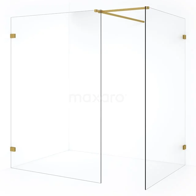 Diamond Inloopdouche | 130x130 cm Goud Helder glas 2 vaste wanden IDB1313520GG