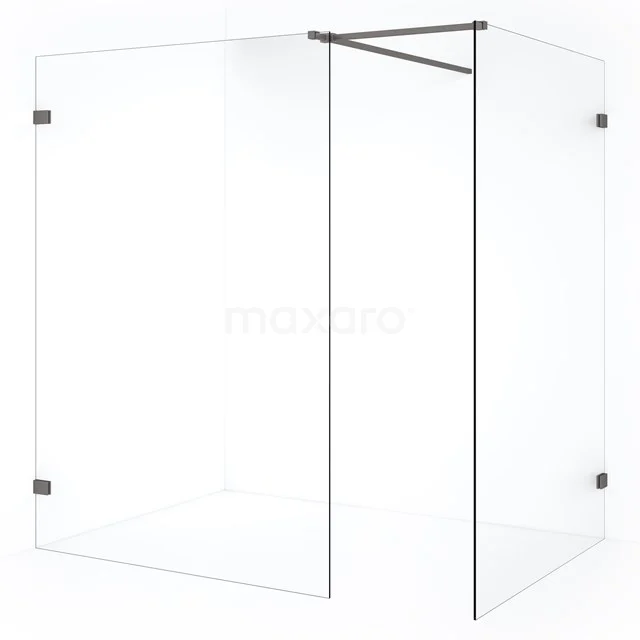 Diamond Inloopdouche | 130x130 cm Zwart metaal Helder glas 2 vaste wanden IDB1313520ZM