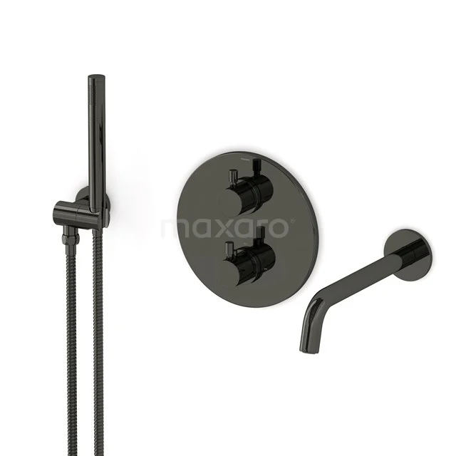 Radius Built-in bath mixer set | Black chrome Thermostatic mixer with handheld shower 1 position CIB55-00004