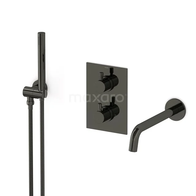 Radius Built-in bath mixer set | Black chrome Thermostatic mixer with handheld shower 1 position CIB55-00005