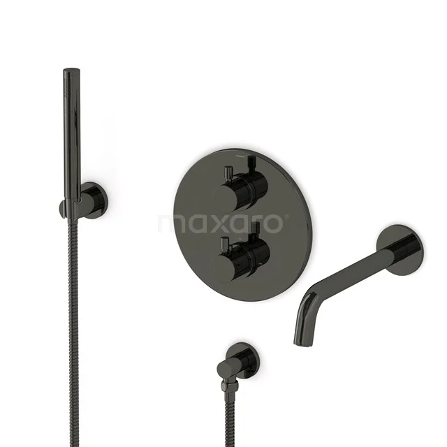Radius Built-in bath mixer set | Black chrome Thermostatic mixer with handheld shower 1 position CIB55-00007