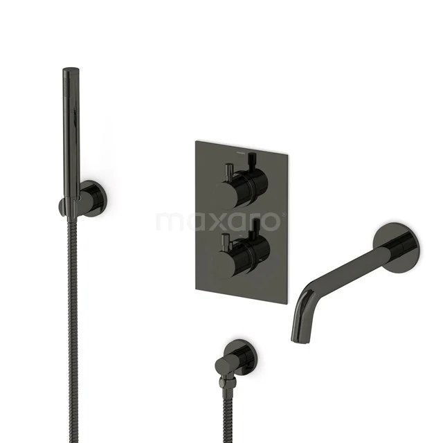 Radius Built-in bath mixer set | Black chrome Thermostatic mixer with handheld shower 1 position CIB55-00008