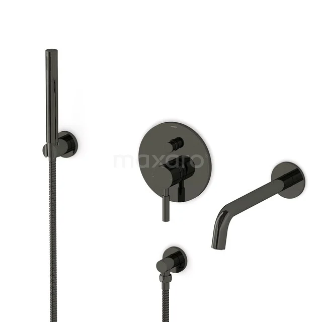 Radius Built-in bath mixer set | Black chrome Single lever mixer tap with handheld shower 1 position CIB55-00009