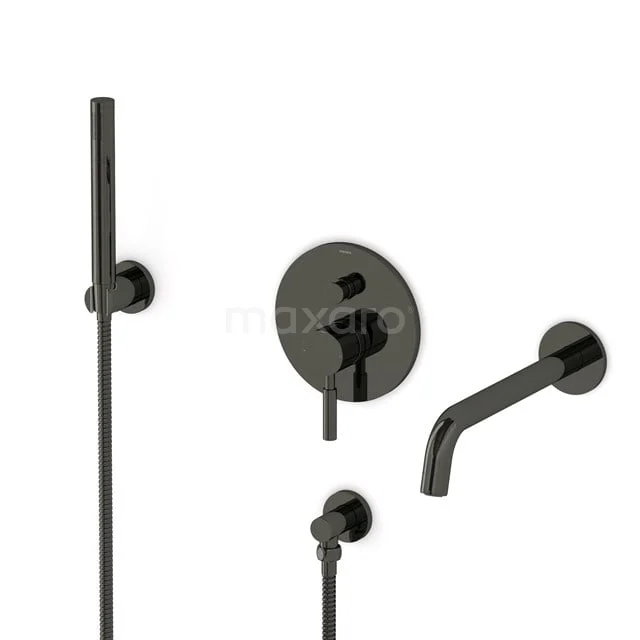 Radius Unterputz-Wannenbatterie-Set | Schwarzchrom Einhebelmischer mit Handbrause 1 Position CIB55-00009 Radius Unterputz-Wannenbatterie-Set | Schwarzchrom Einhebelmischer mit Handbrause 1 Position CIB55-00009