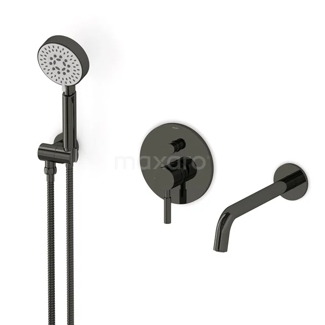 Radius Concealed bath mixer set | Black chrome Single lever mixer tap with handheld shower 5 positions CIB55-00021