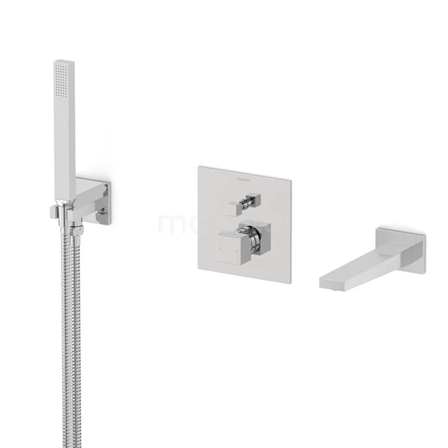 Cubic Concealed bath mixer set | Chrome Single lever mixer tap with handheld shower 1 position CIC22-00002
