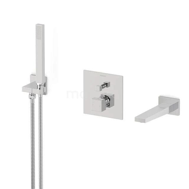 Cubic Concealed bath mixer set | Chrome Single lever mixer tap with handheld shower 1 position CIC22-00006