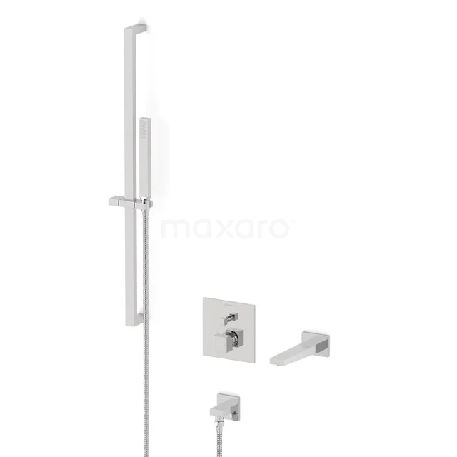Cubic Concealed bath mixer set | Chrome Single lever mixer tap with handheld shower 1 position CIC22-00018