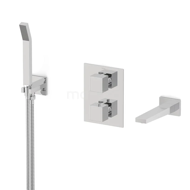 Cubic Wanneneinbau-Mischbatterie-Set | Chrom Thermostatarmatur mit Handbrause 1 Position CIC22-00021 Cubic Wanneneinbau-Mischbatterie-Set | Chrom Thermostatarmatur mit Handbrause 1 Position CIC22-00021