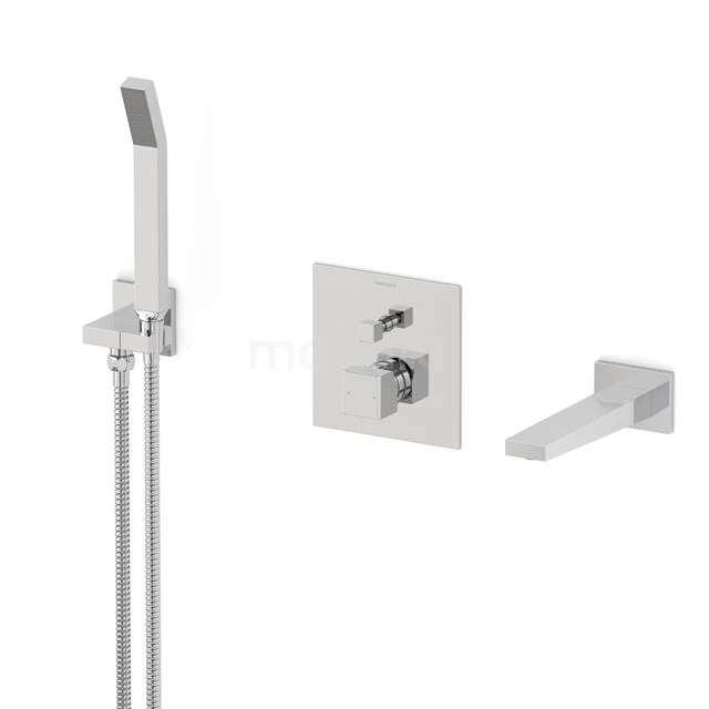Cubic Concealed bath mixer set | Chrome Single lever mixer tap with handheld shower 1 position CIC22-00026