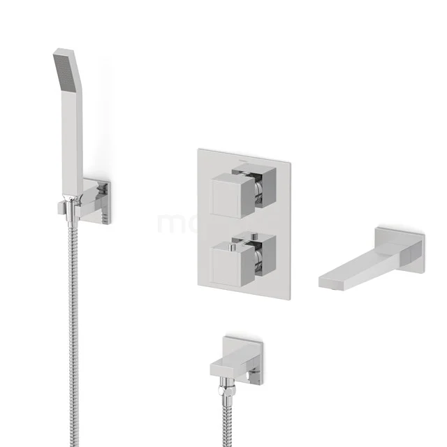 Cubic Wanneneinbau-Mischbatterie-Set | Chrom Thermostatarmatur mit Handbrause 1 Position CIC22-00029 Cubic Wanneneinbau-Mischbatterie-Set | Chrom Thermostatarmatur mit Handbrause 1 Position CIC22-00029