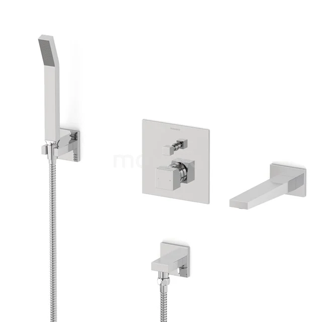Cubic Concealed bath mixer set | Chrome Single lever mixer tap with handheld shower 1 position CIC22-00030