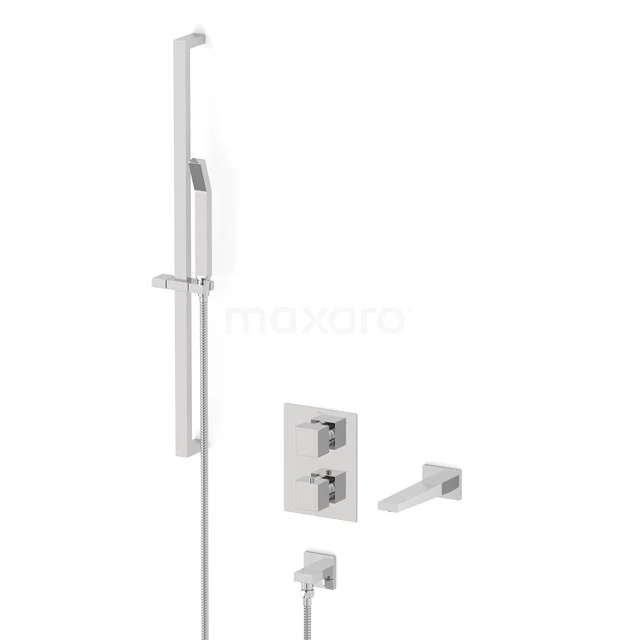 Cubic Built-in bath mixer set | Chrome Thermostatic mixer with handheld shower 1 position CIC22-00037